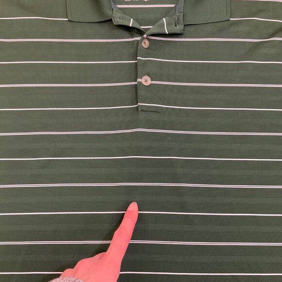 Nike Golf Men's XL Green & White Striped Dri-Fit Short Sleeve Polo Shirt - Picture 9 of 10
